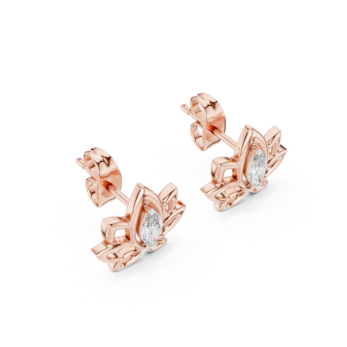 Elegant Lotus Marquise Diamond Studs