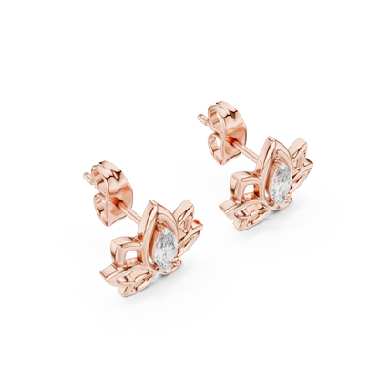 Elegant Lotus Marquise Diamond Studs