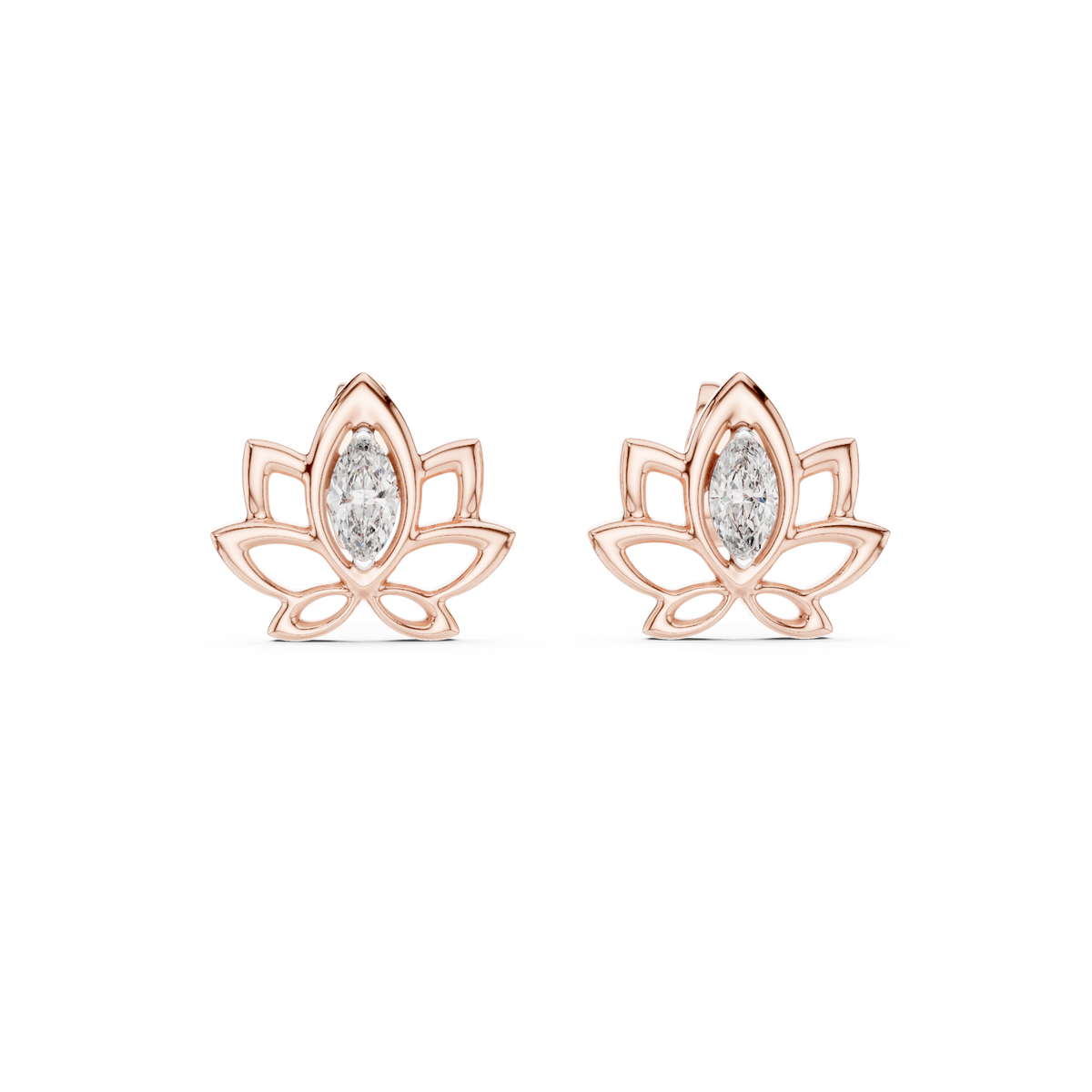 Elegant Lotus Marquise Diamond Studs
