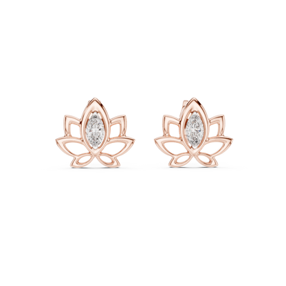 Elegant Lotus Marquise Diamond Studs