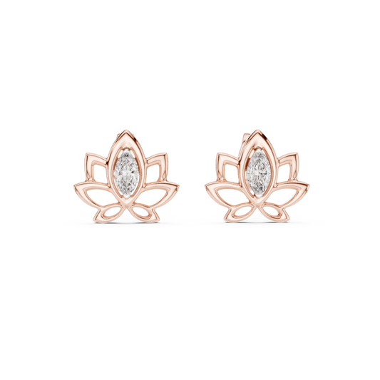 Elegant Lotus Marquise Diamond Studs