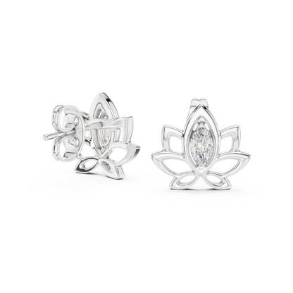 Elegant Lotus Marquise Diamond Studs