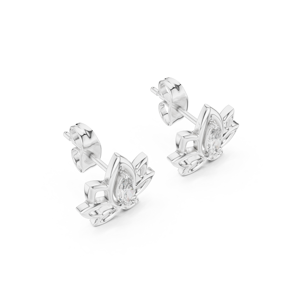 Elegant Lotus Marquise Diamond Studs