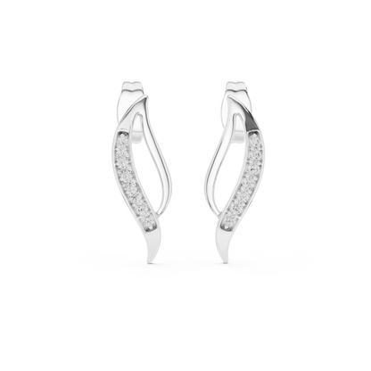 Elegant Curved Leaf Diamond Studs