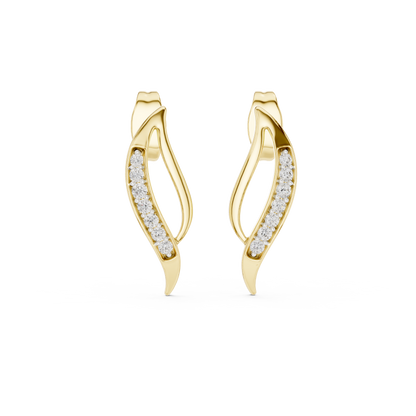 Elegant Curved Leaf Diamond Studs