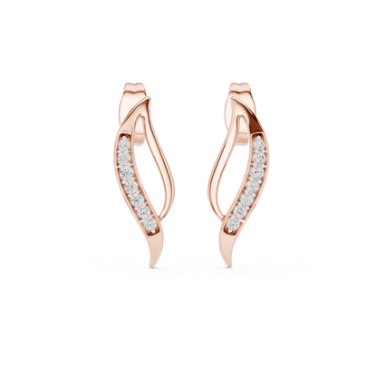 Elegant Curved Leaf Diamond Studs