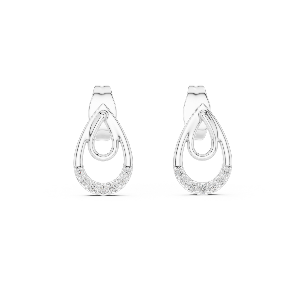 Elegant Interlocking Teardrop Diamond Studs