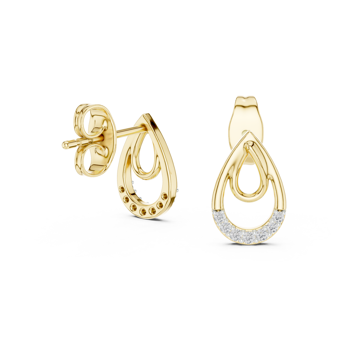 Elegant Interlocking Teardrop Diamond Studs