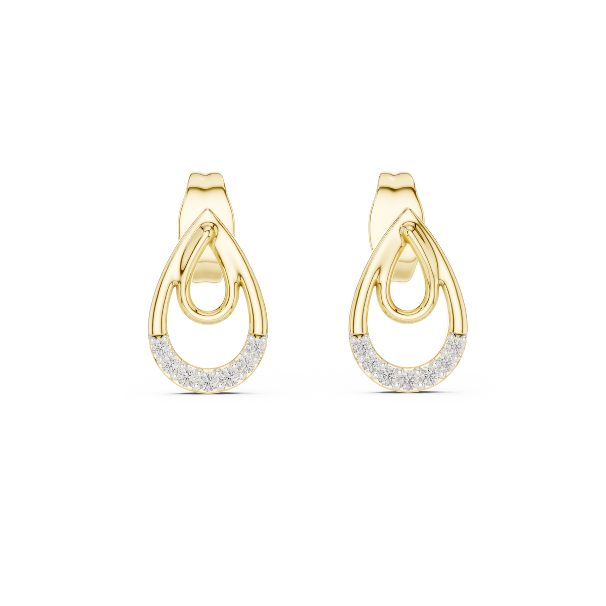 Elegant Interlocking Teardrop Diamond Studs