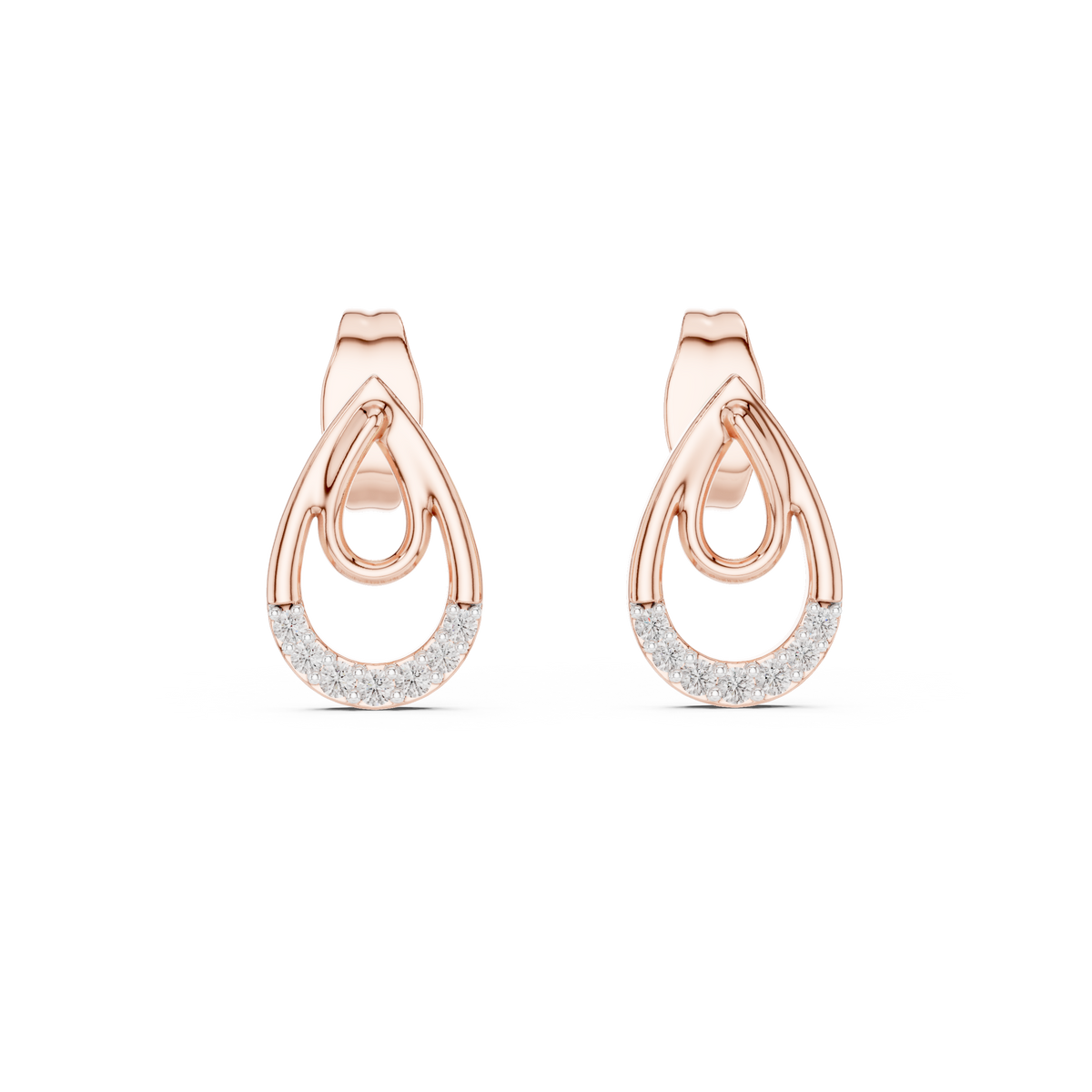 Elegant Interlocking Teardrop Diamond Studs