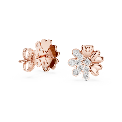 Elegant Heart Petal Diamond Studs
