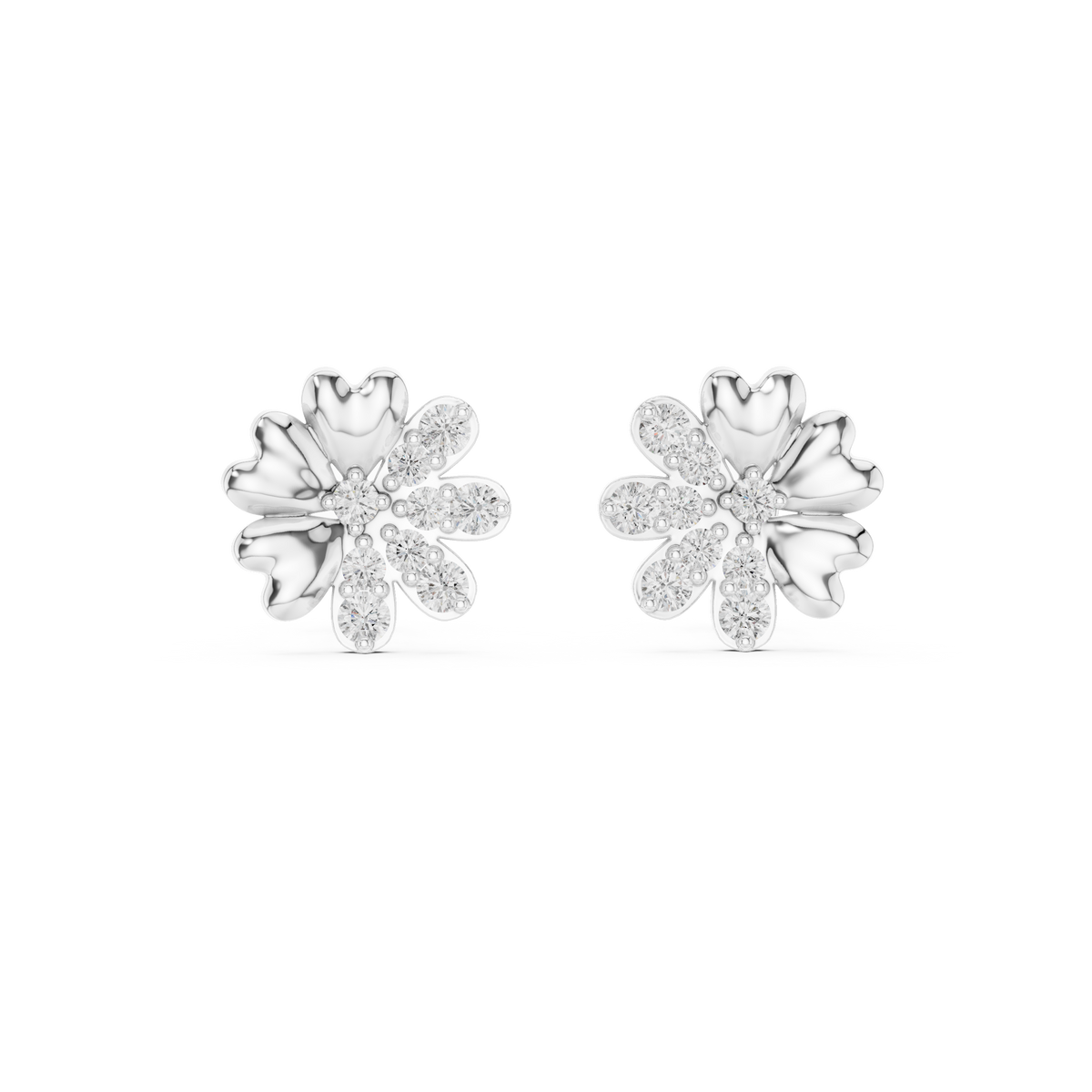 Elegant Heart Petal Diamond Studs