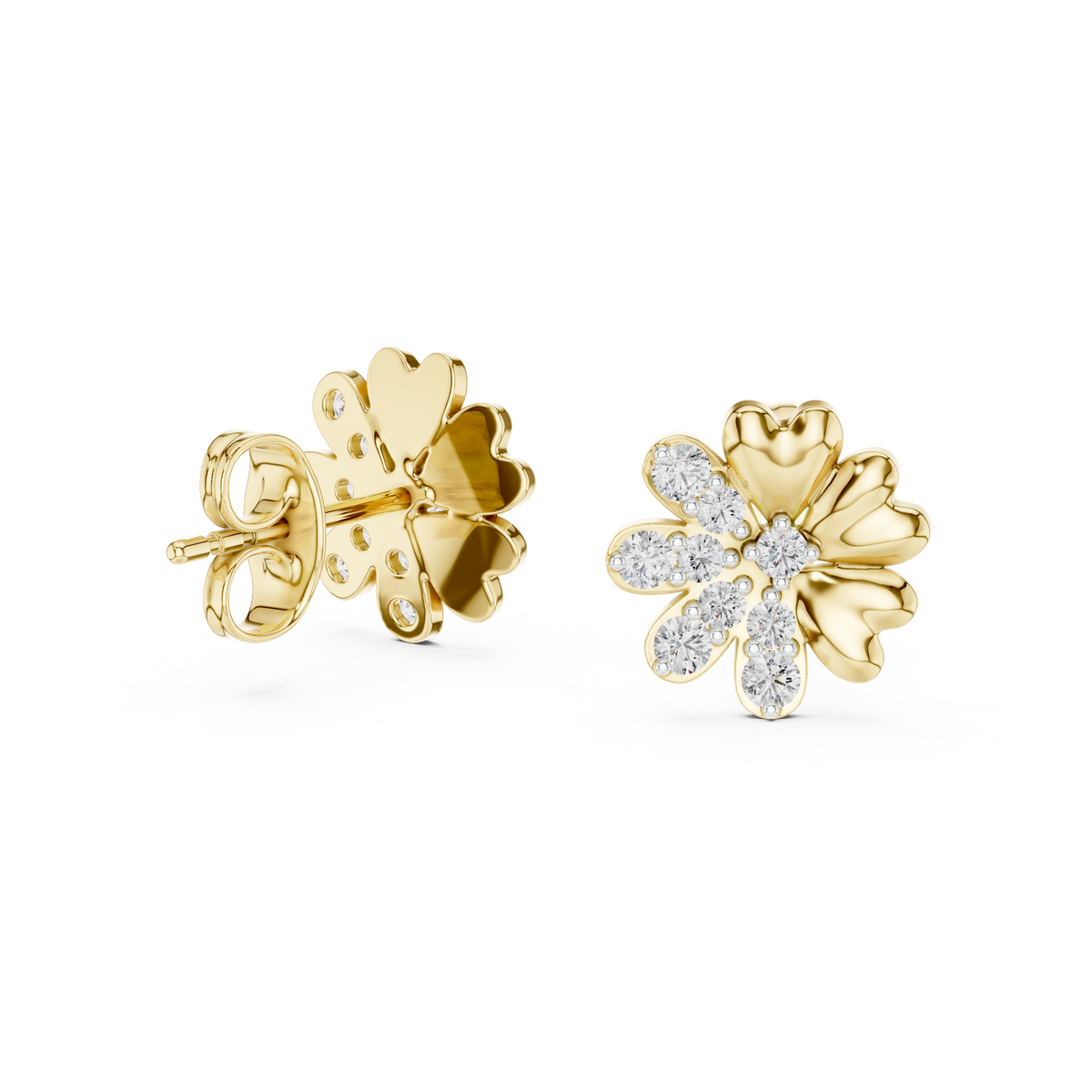 Elegant Heart Petal Diamond Studs
