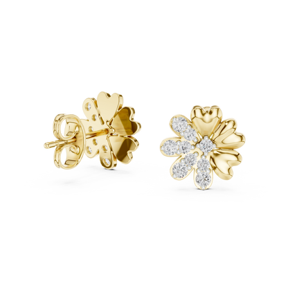 Elegant Heart Petal Diamond Studs