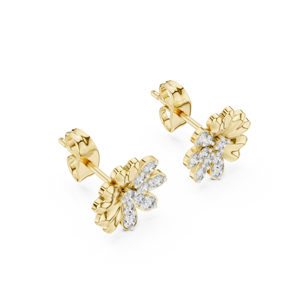 Elegant Heart Petal Diamond Studs