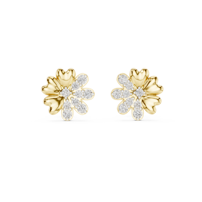 Elegant Heart Petal Diamond Studs