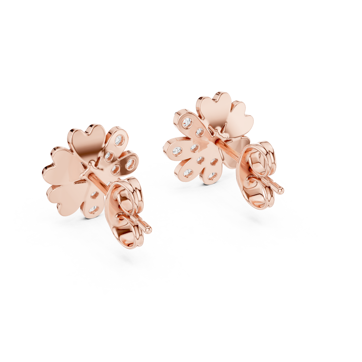 Elegant Heart Petal Diamond Studs