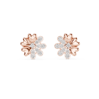 Elegant Heart Petal Diamond Studs