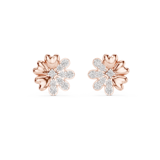 Elegant Heart Petal Diamond Studs