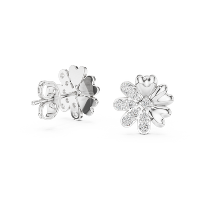 Elegant Heart Petal Diamond Studs