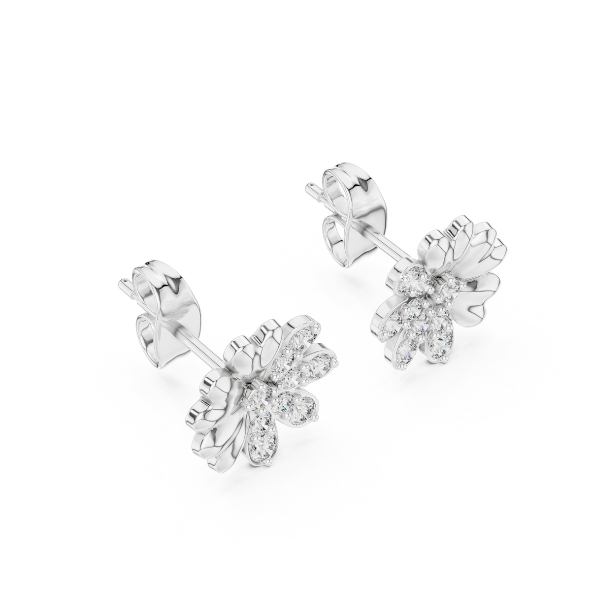 Elegant Heart Petal Diamond Studs