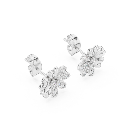 Elegant Heart Petal Diamond Studs