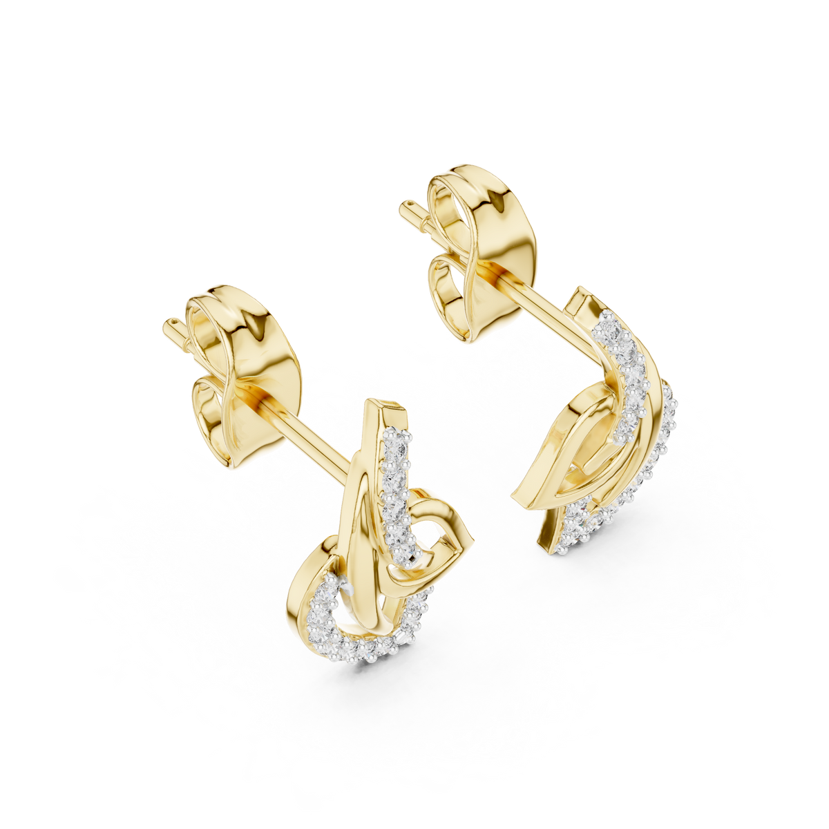 Elegant Interwoven Leaf Diamond Studs
