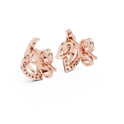 Elegant Interwoven Leaf Diamond Studs