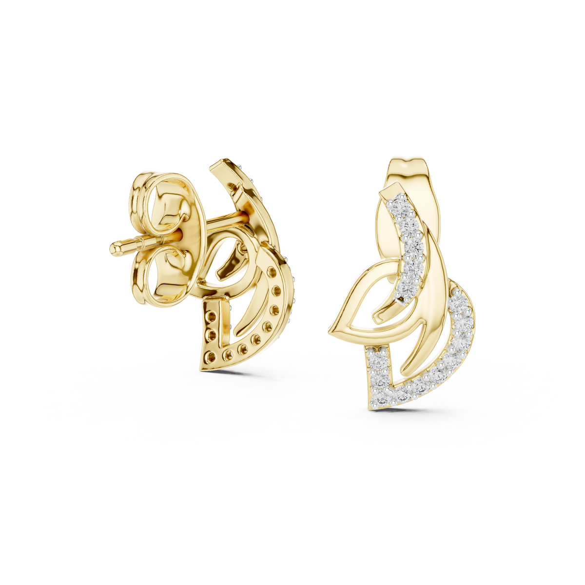 Elegant Interwoven Leaf Diamond Studs