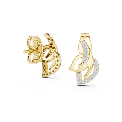 Elegant Interwoven Leaf Diamond Studs