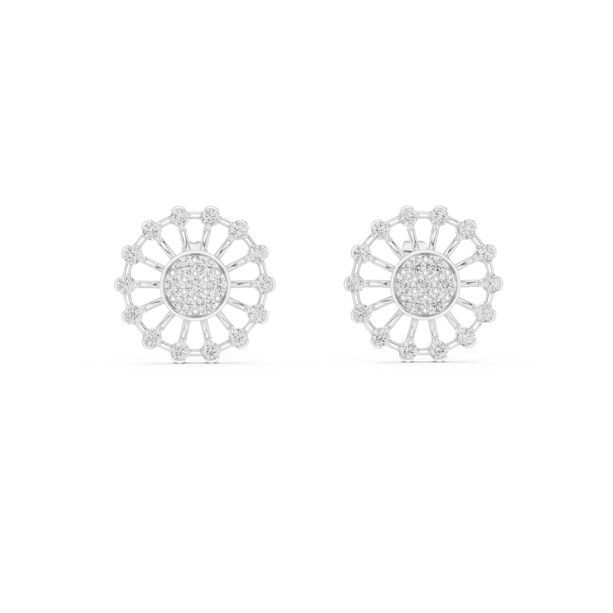 Radiant Sunburst Diamond Cluster Studs
