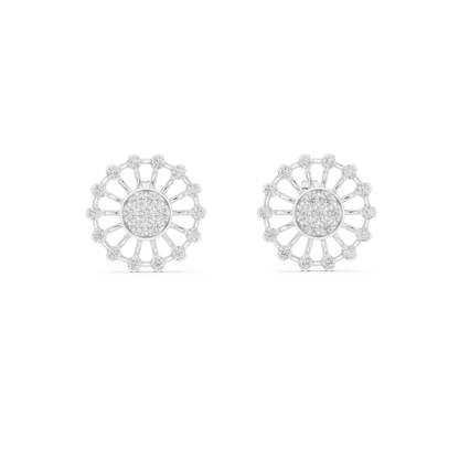 Radiant Sunburst Diamond Cluster Studs