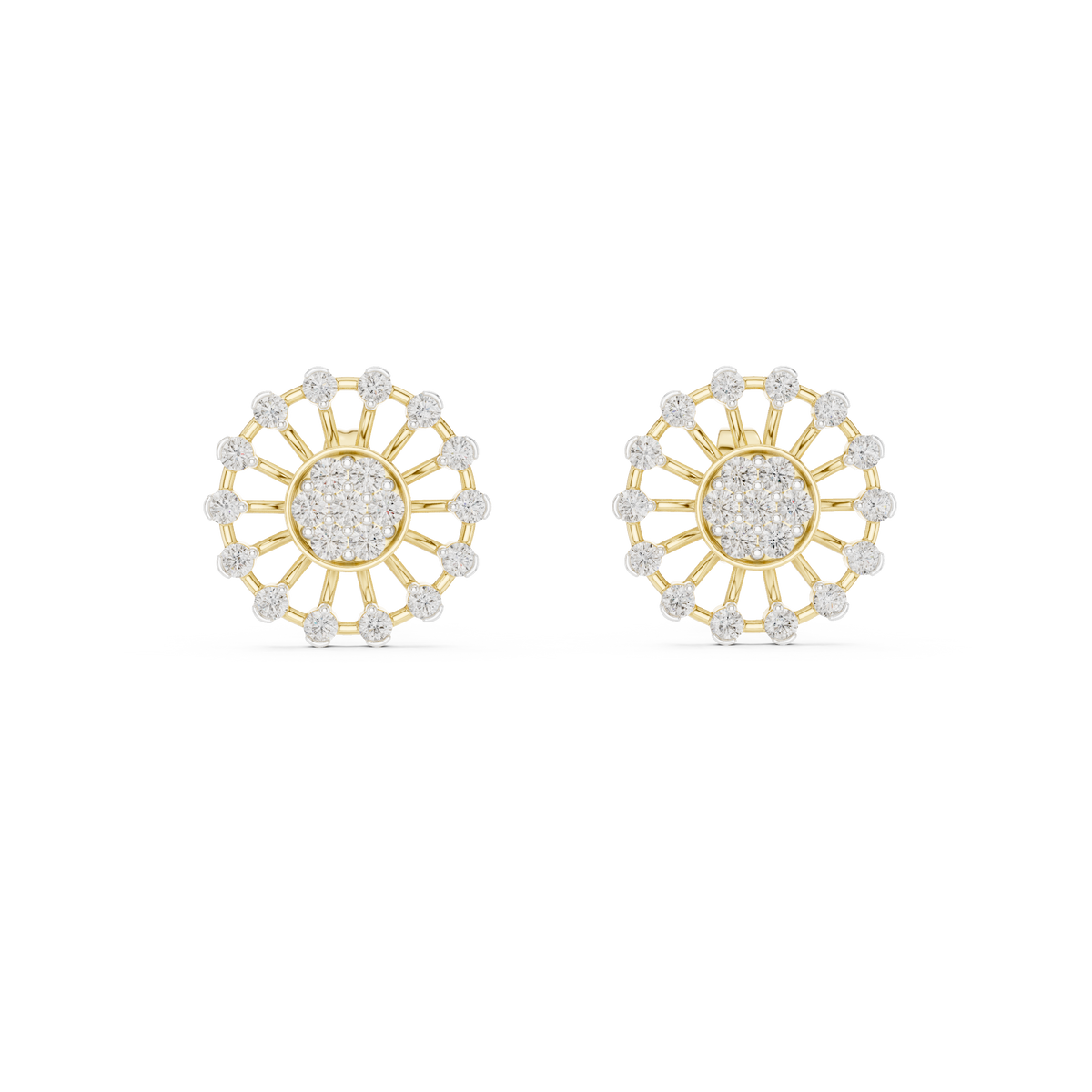 Radiant Sunburst Diamond Cluster Studs