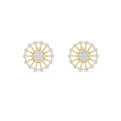 Radiant Sunburst Diamond Cluster Studs