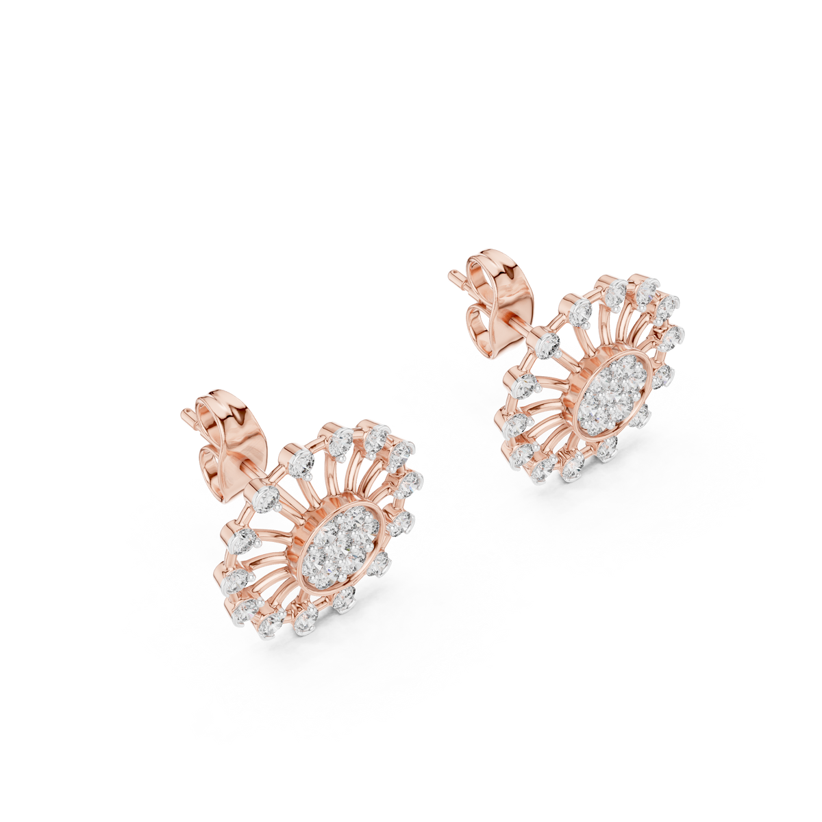 Radiant Sunburst Diamond Cluster Studs