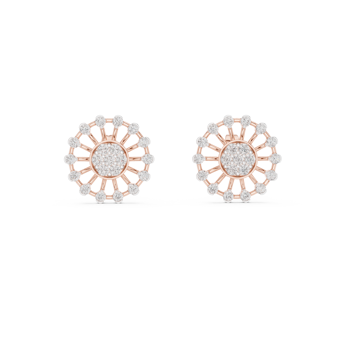 Radiant Sunburst Diamond Cluster Studs