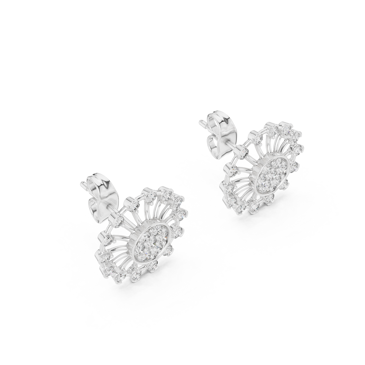 Radiant Sunburst Diamond Cluster Studs