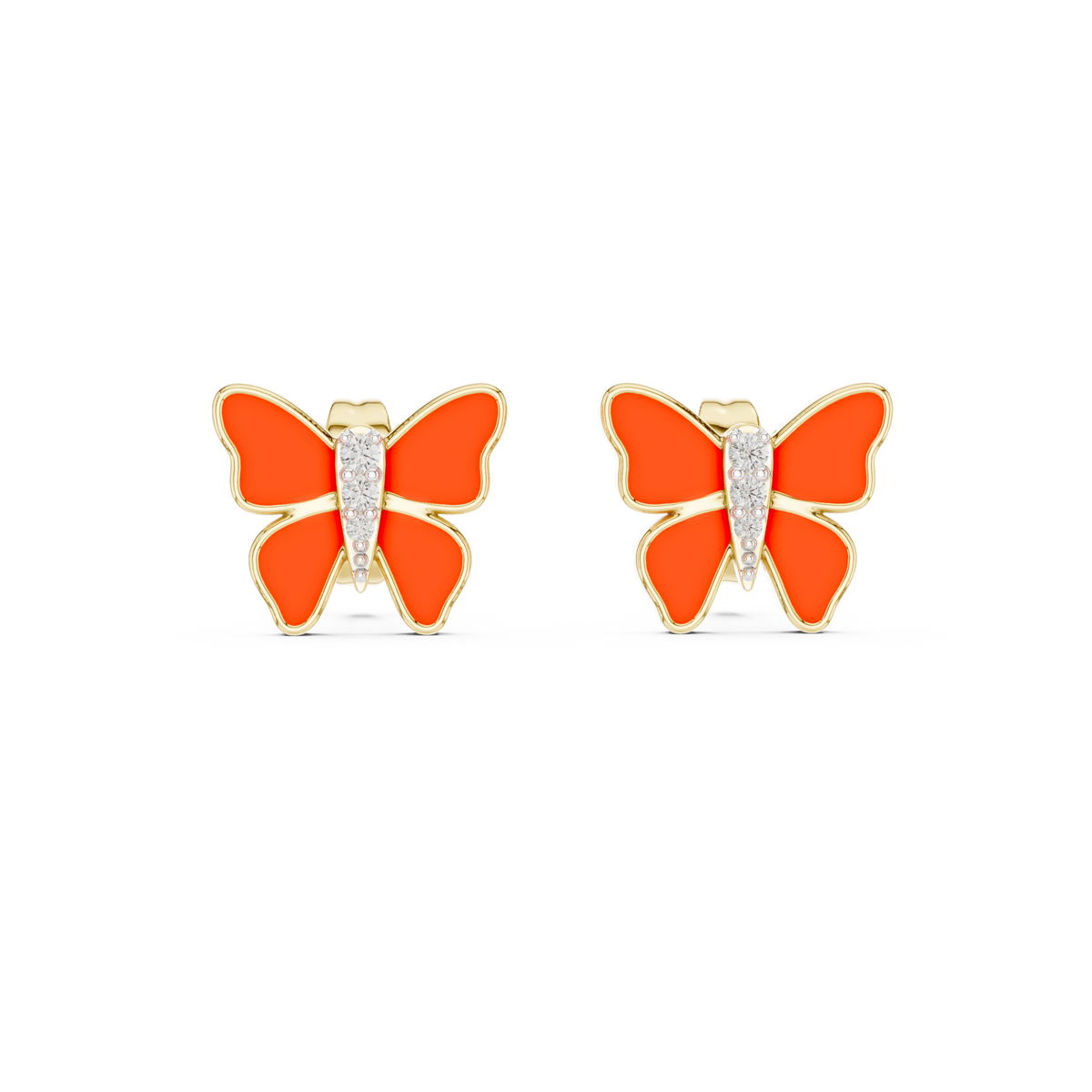 Elegant Scarlet Butterfly Diamond Studs