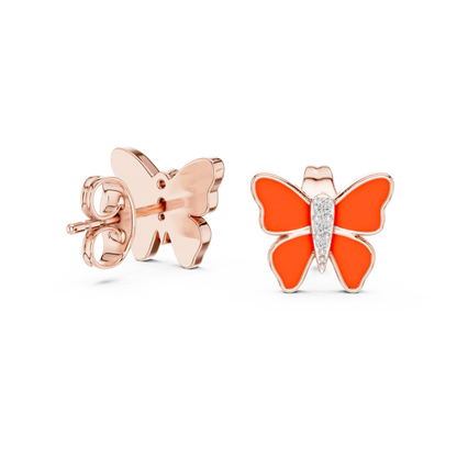 Elegant Scarlet Butterfly Diamond Studs