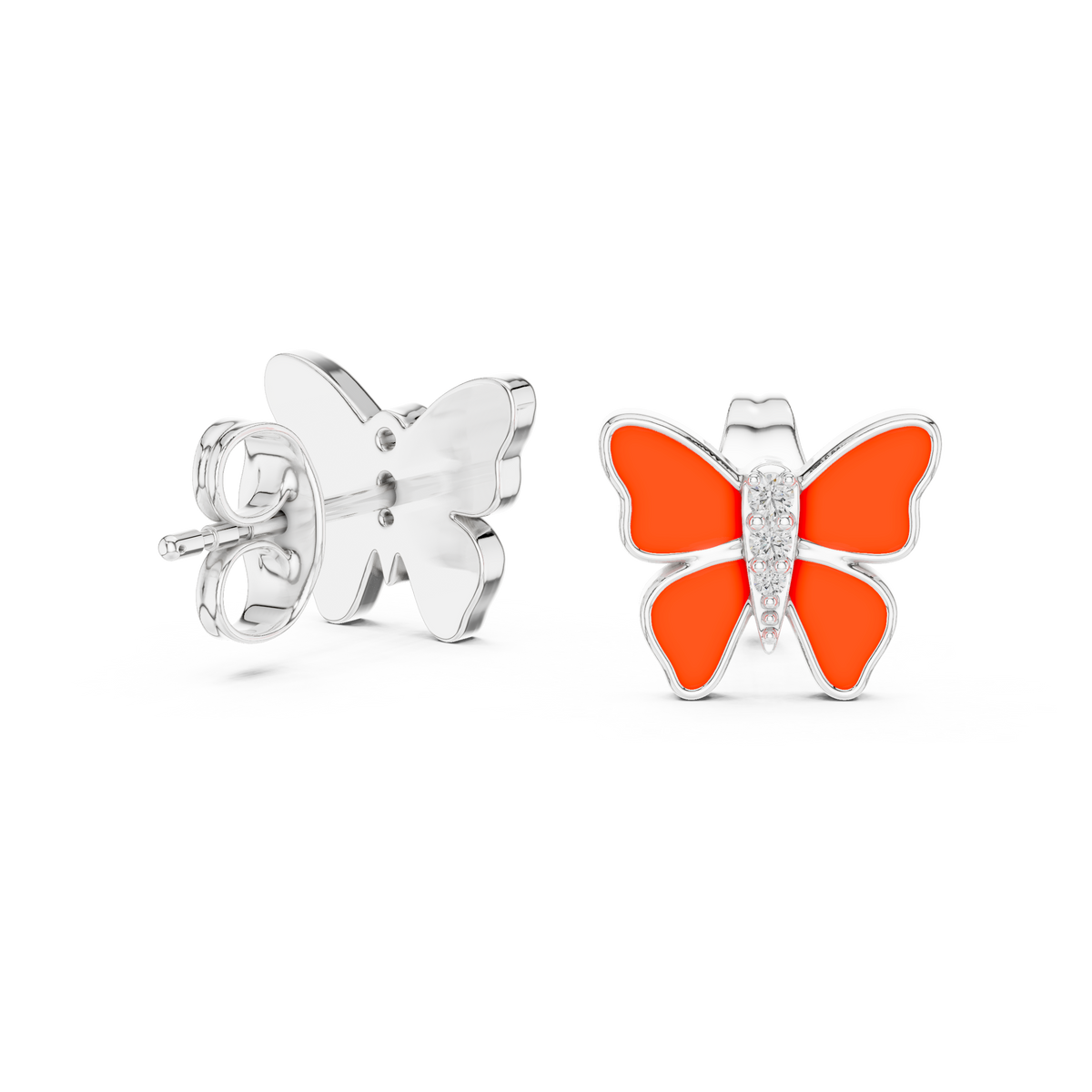 Elegant Scarlet Butterfly Diamond Studs