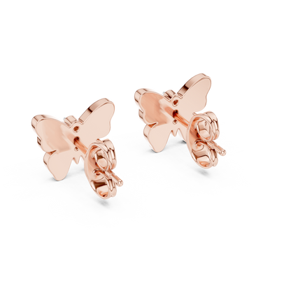 Elegant Scarlet Butterfly Diamond Studs