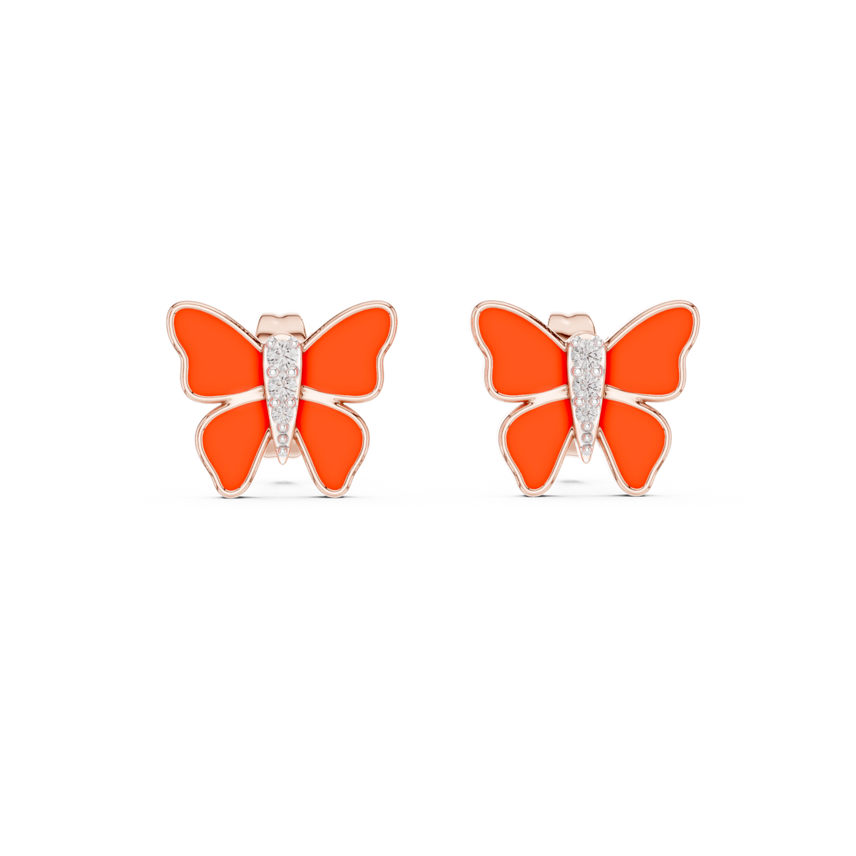 Elegant Scarlet Butterfly Diamond Studs