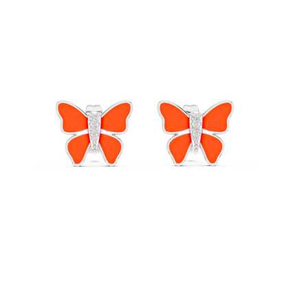 Elegant Scarlet Butterfly Diamond Studs