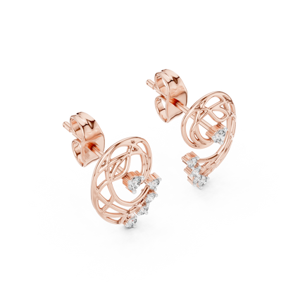 Elegant Abstract Lattice Diamond Studs