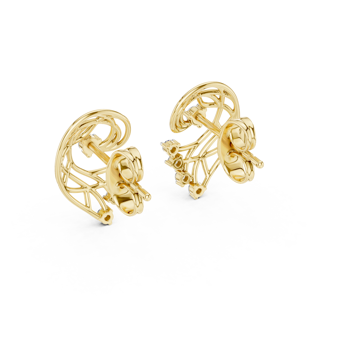 Elegant Abstract Lattice Diamond Studs