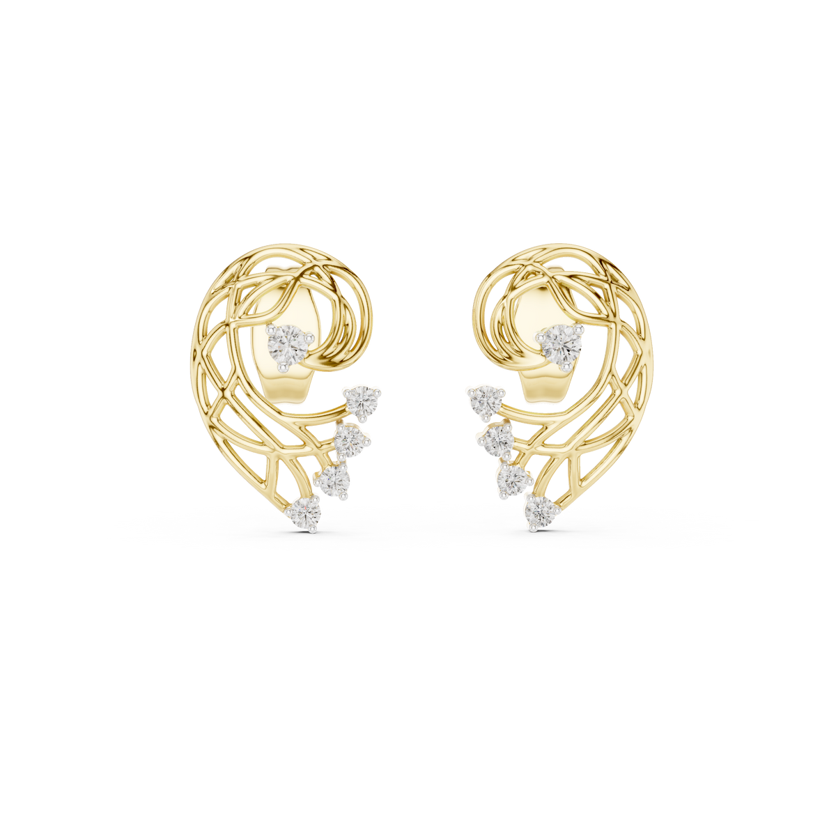 Elegant Abstract Lattice Diamond Studs