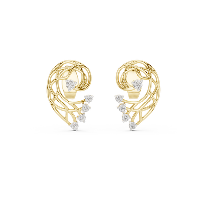 Elegant Abstract Lattice Diamond Studs