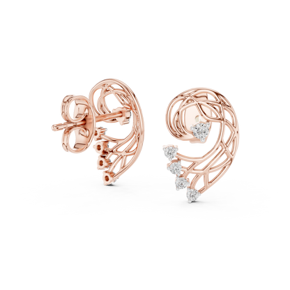 Elegant Abstract Lattice Diamond Studs