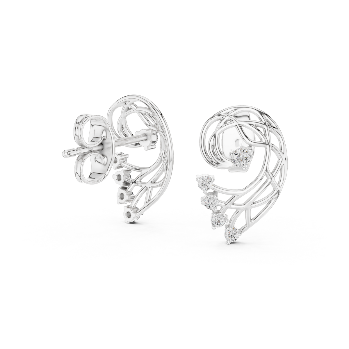 Elegant Abstract Lattice Diamond Studs