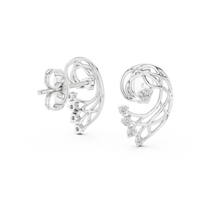 Elegant Abstract Lattice Diamond Studs